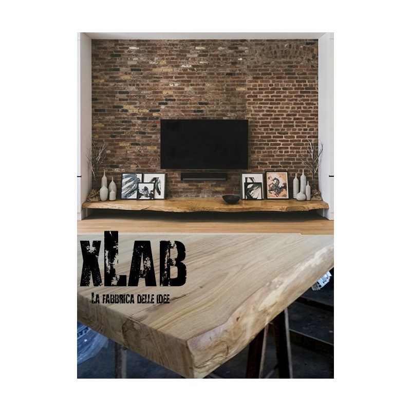 Mensola porta TV in legno massello design XLAB originale 200x40x6