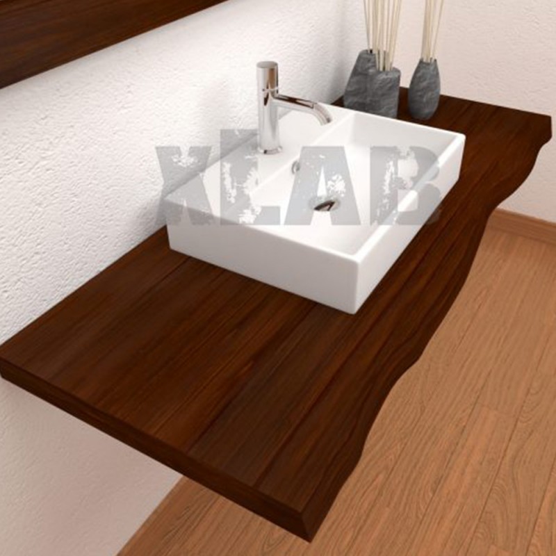 Mensola da bagno per lavabo da appoggio con frontale bordo rustico. -  Arredamento low cost made in italy