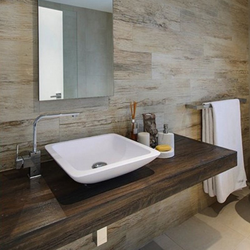 Mobile bagno mensola legno massello per lavabo appoggio 150x50x6