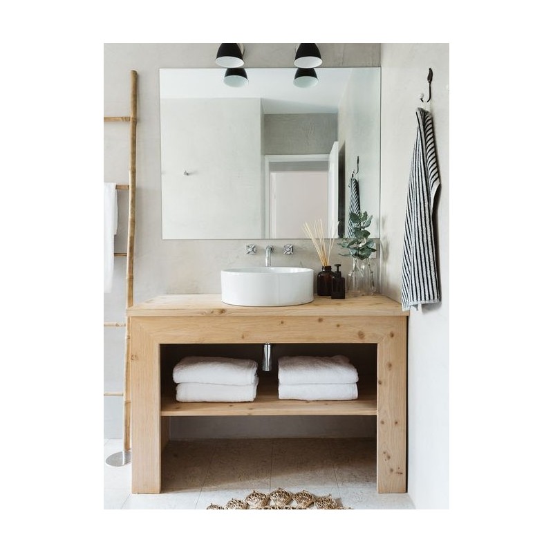 Mobile bagno stile industriale in rovere massello con cassetti