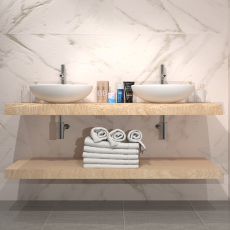 Doppia mensola da bagno sospesa in legno per lavabo Cindy - Arredamento low  cost made in italy