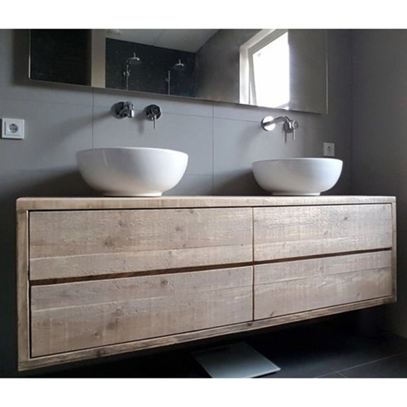 Almira - Mobile bagno in legno sospeso con cassetti
