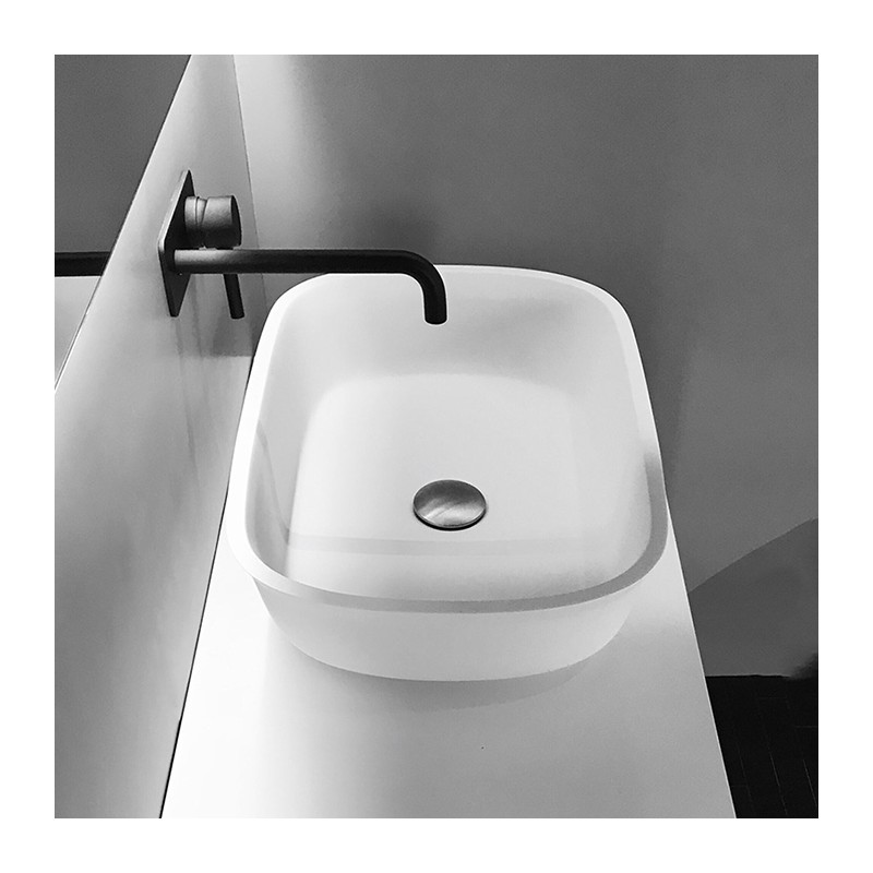 Lavabo per il bagno da appoggio in cristalplant compreso di ripiano - BOUNCE