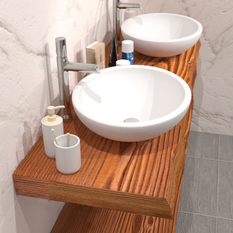 Mensola mobile bagno in legno massello rustico - Xlab Design