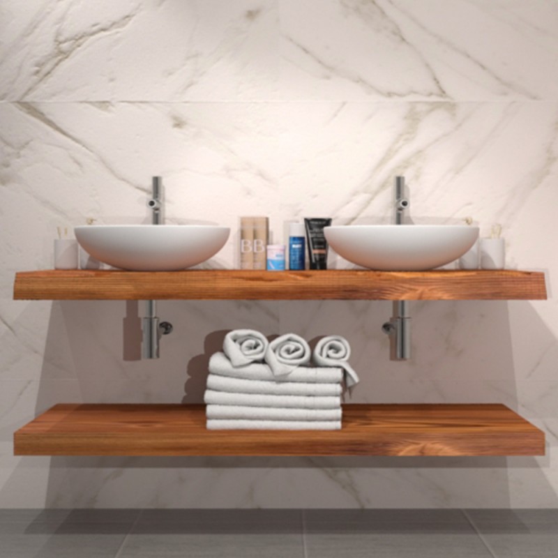 Mobile bagno in legno massello per doppio lavabo - Donatella